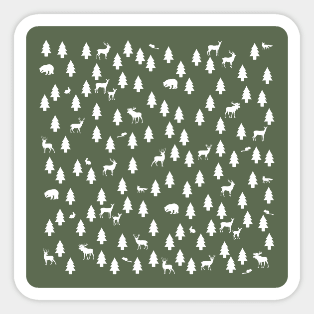 Woodland Pattern: Green Sticker by Jared S Davies